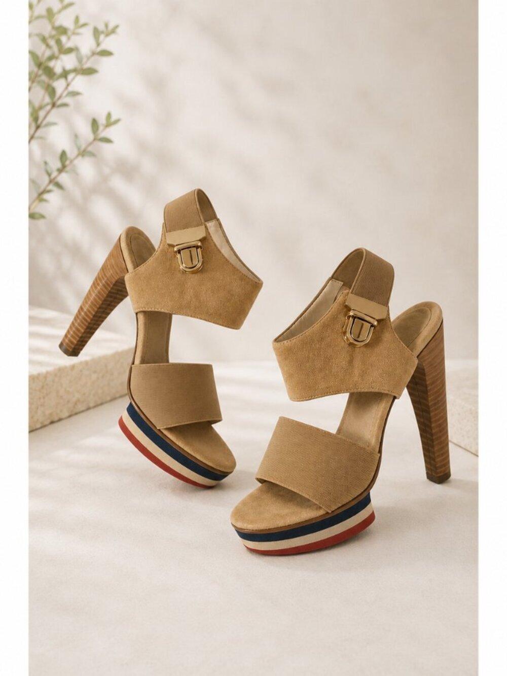 Dusica Dusica Suede Sandals Tri color Platform High Heels Made in Italy